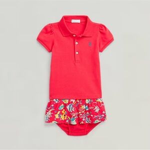 Ralph Lauren Tropical Print Mesh Polo Dress & Bloomer—Baby Girl, 6 months